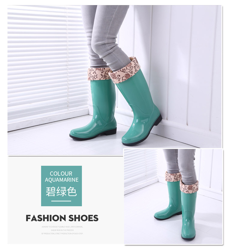 Giày cao gót đi mưa nữ giày mưa người lớn giày ống cao su dài giày không thấm nước giày chống nước thời trang giày nước cộng với nhung ấm ủng cao su