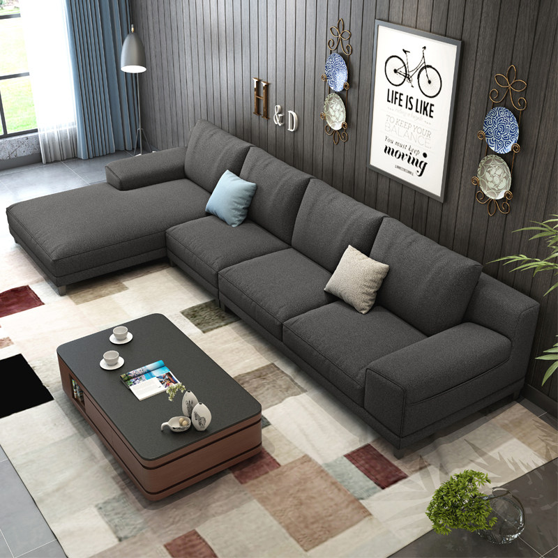 Fabric sofa Nordic living room self-contained modern simple large and small apartments removable and washable latex sofa combination furniture