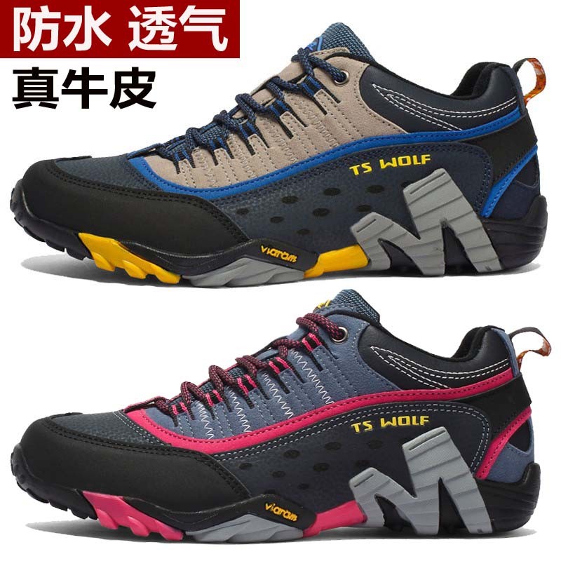 Winter US foreign trade shoes original single leather outdoor hiking shoes men and women hiking shoes waterproof non-slip off-road climbing shoes
