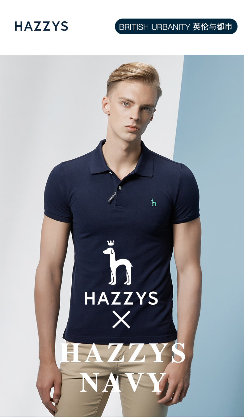 Hazzys Hajis mùa hè cotton ngắn tay T-Shirt nam màu rắn POLO áo sơ mi giản dị Slim Hàn Quốc phiên bản của xu hướng áo sơ mi