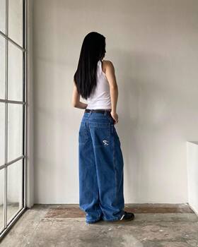 ກາງເກງຂາຍາວປົກກະຕິ denim ຖັກແສ່ວກະເປົ໋າທຸກລະດູການ