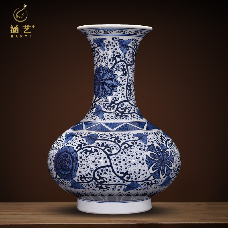 Jingdezhen ceramics hand - made porcelain vases, flower receptacle furnishing articles around branches of new Chinese style household living room decoration