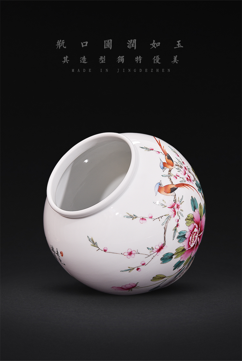 Jingdezhen ceramics hand - made pastel spring scenery garden porcelain vase Chinese sitting room place flower decoration