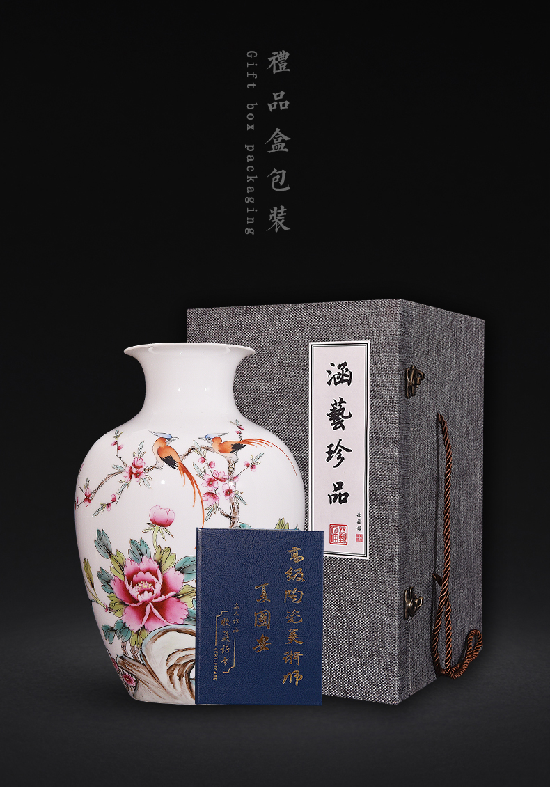 Jingdezhen ceramics hand - made pervious to light spring scenery garden furnishing articles vases, new Chinese style flower arrangement sitting room adornment handicraft