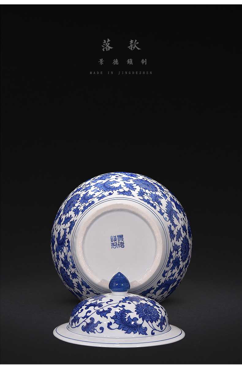 Blue and white porcelain of jingdezhen ceramics caddy fixings pu - erh tea loose tea tea cake large storage tank moistureproof household storage tank