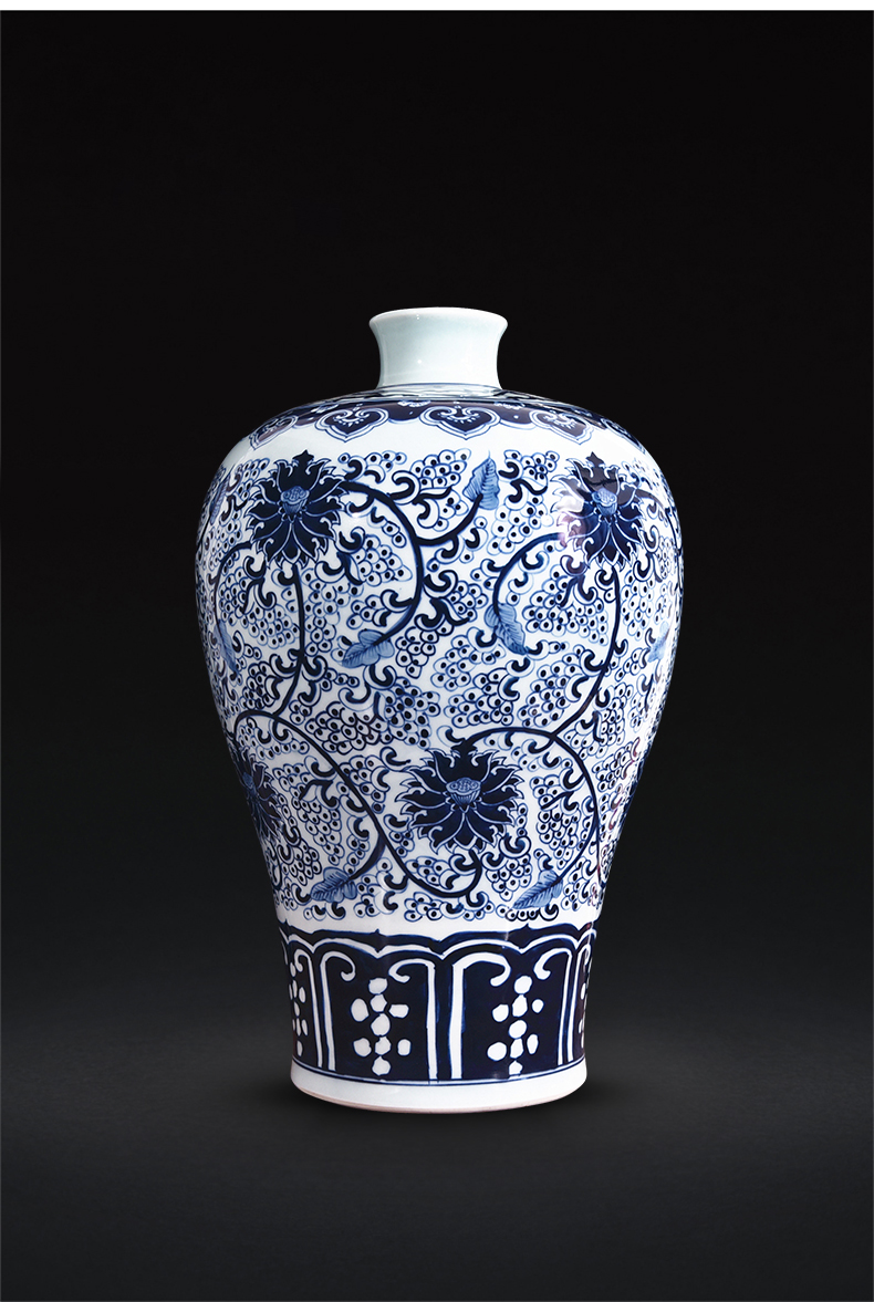 Jingdezhen ceramics hand - made antique blue - and - white youligong bottle vase collection home sitting room handicraft furnishing articles