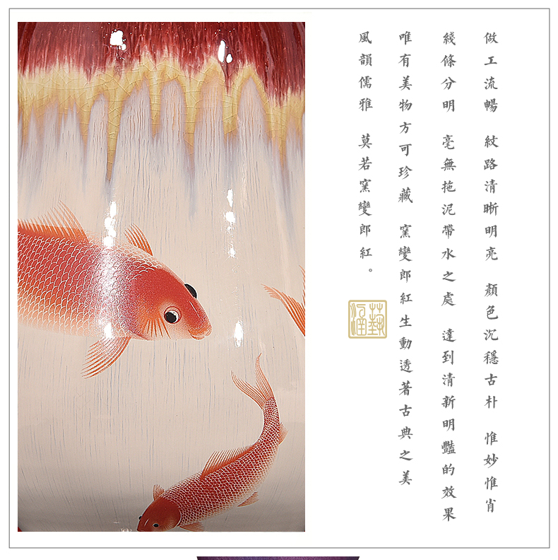 Jingdezhen ceramics up with ruby red archaize crack every year more than the vase flower arrangement of Chinese style living room home furnishing articles