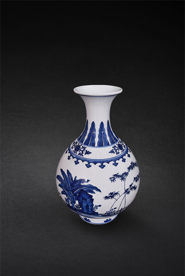 Jingdezhen blue and white bamboo orchid plantain ceramic hand - made okho spring new Chinese style household adornment handicraft furnishing articles sitting room