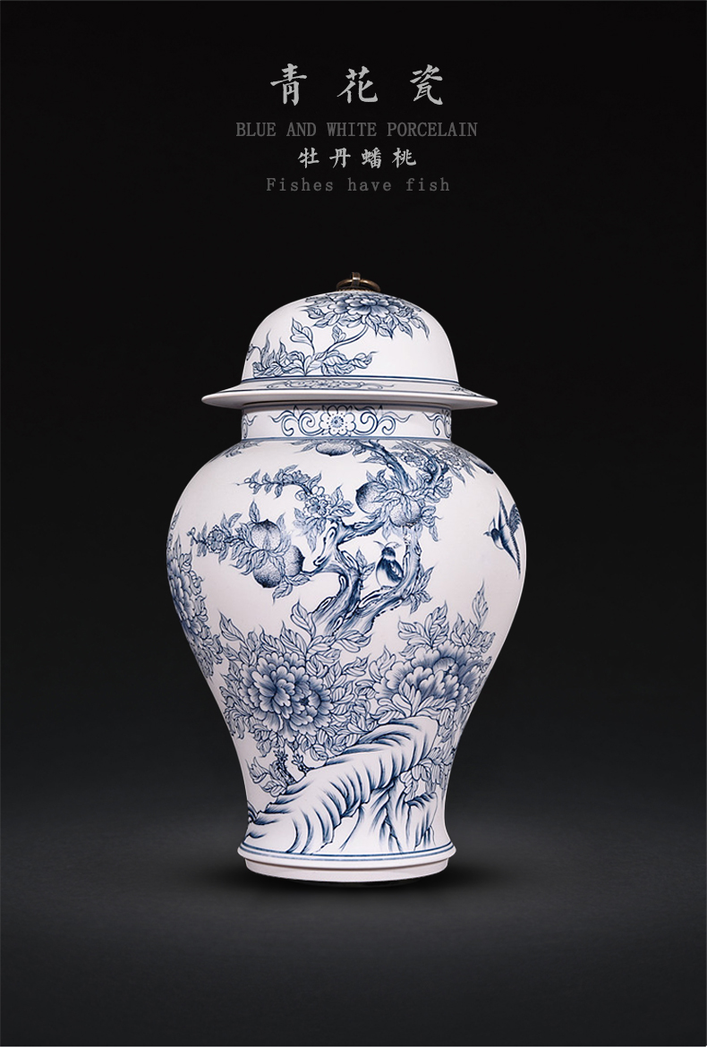 Hand - made porcelain of jingdezhen ceramics unglazed pot vase peony cultivars (general furnishing articles of the new Chinese style sitting room adornment