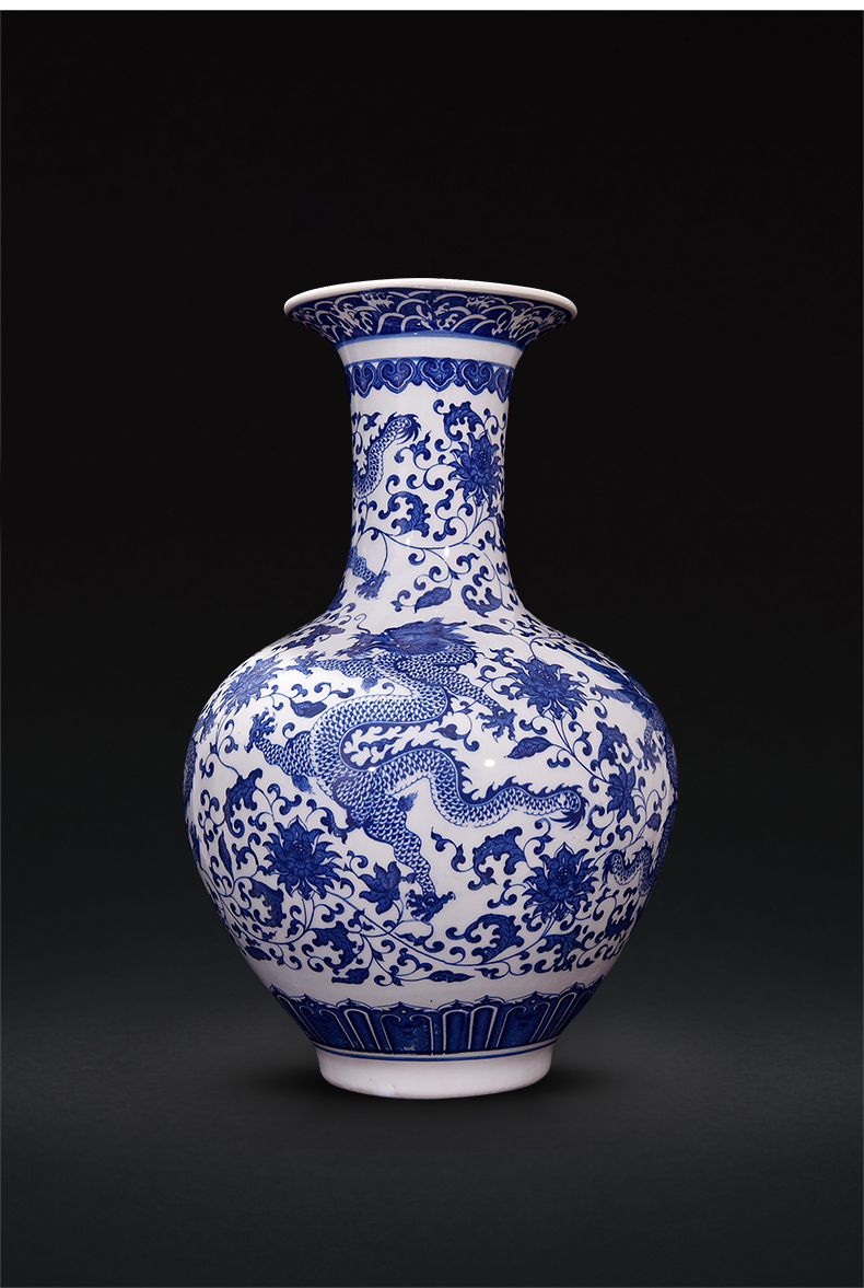 Jingdezhen ceramics antique blue - and - white bound branch dragon vase of new Chinese style furnishing articles flower arrangement sitting room adornment handicraft