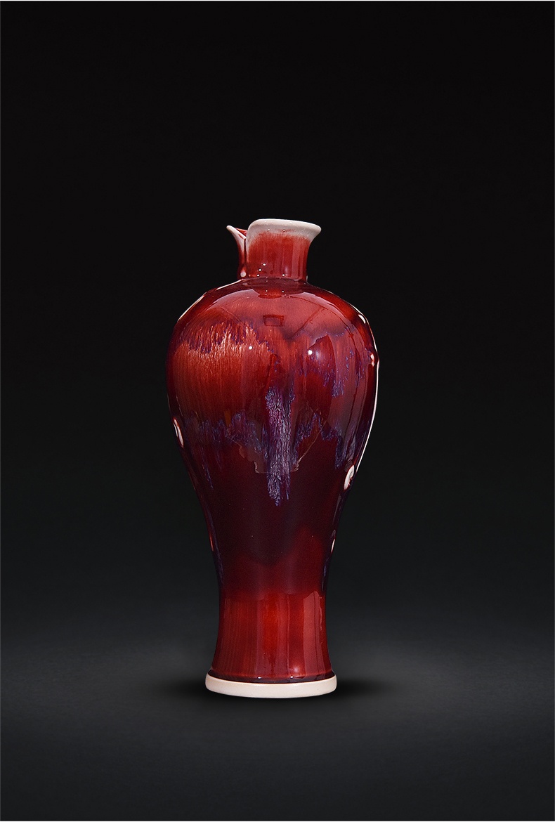 Ruby red glaze up jingdezhen ceramics Ruby red get a bottle of new Chinese style flower arrangement sitting room adornment is placed craft gift