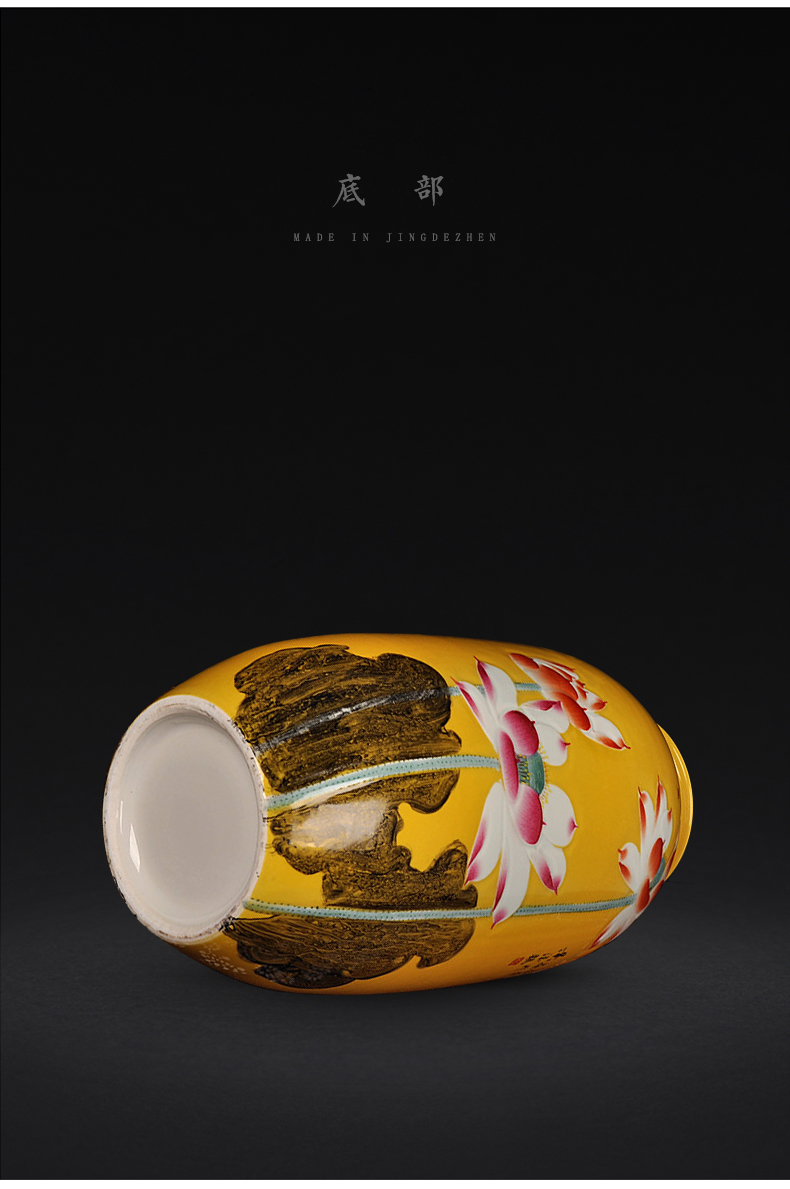 Jingdezhen ceramics hand - made pastel HeCu straight bottle of new Chinese style living room decoration flower arrangement craft gift furnishing articles