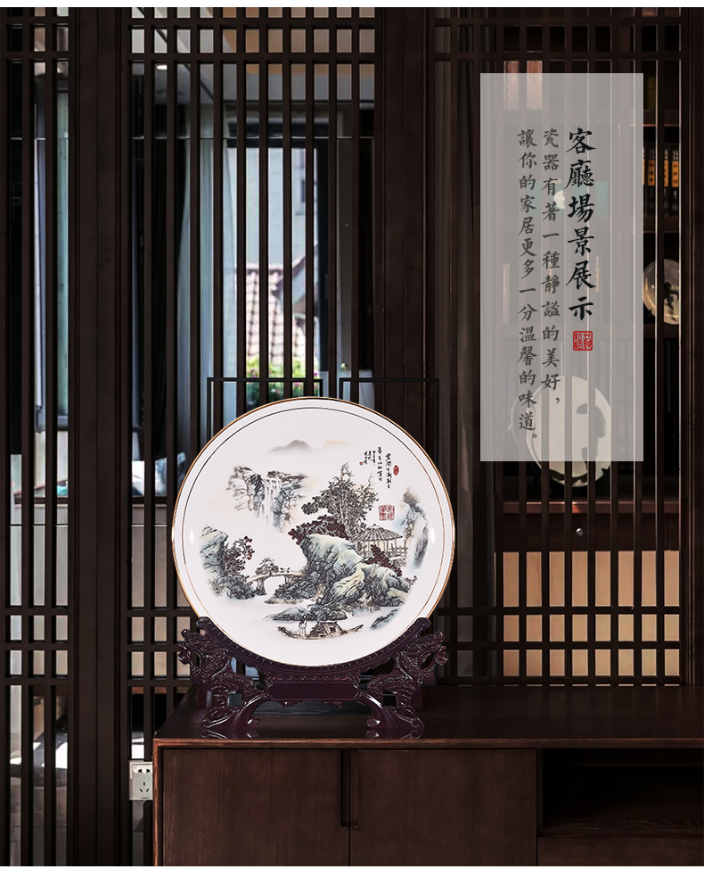 Jingdezhen porcelain pottery brigitte jian was born the tide decorate dish by dish hang dish of new Chinese style living room porch handicraft furnishing articles