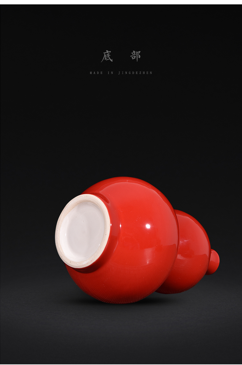 Jingdezhen ceramic vase of red glaze thriving new Chinese style living room all flower arranging porch is decorated handicraft furnishing articles
