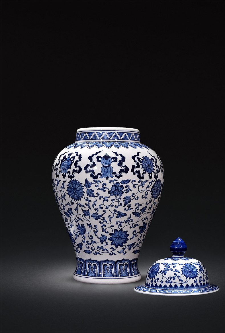 Jingdezhen ceramics general hand - made antique Chinese vase of blue and white porcelain pot sitting room porch place in living in adornment