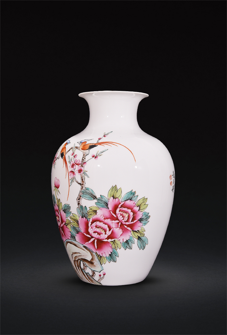 Jingdezhen ceramics hand - made pervious to light spring scenery garden furnishing articles vases, new Chinese style flower arrangement sitting room adornment handicraft