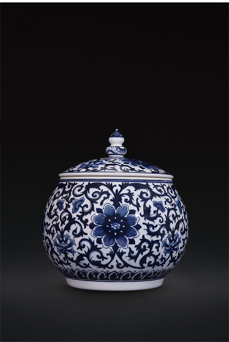 Jingdezhen blue and white flowers around branches ceramic hand - made caddy fixings new Chinese style household adornment furnishing articles of handicraft sitting room