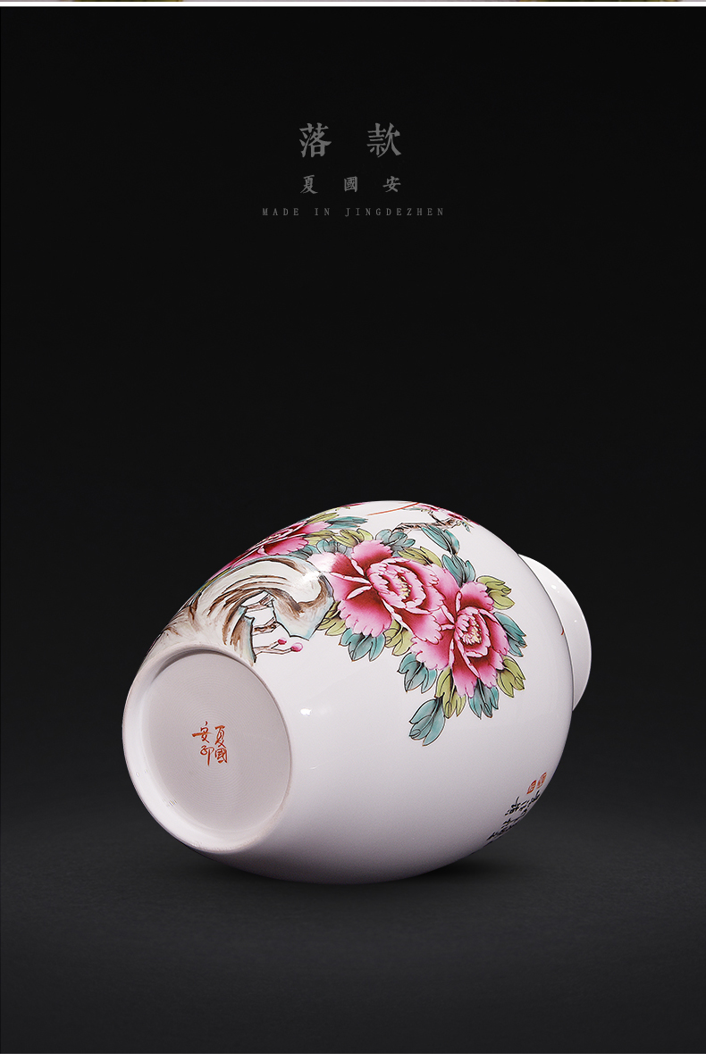 Jingdezhen ceramics hand - made pervious to light spring scenery garden furnishing articles vases, new Chinese style flower arrangement sitting room adornment handicraft