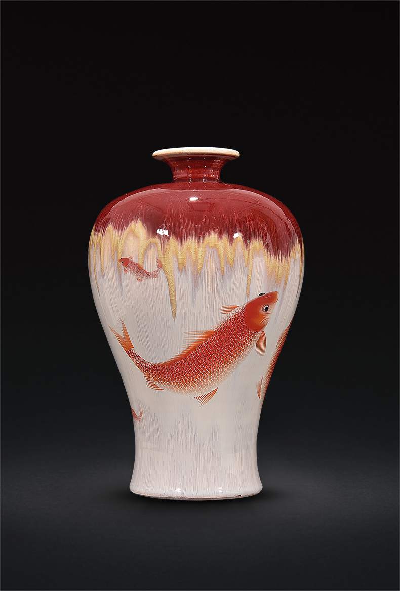 Jingdezhen ceramics up with ruby red archaize crack every year more than the vase flower arrangement of Chinese style living room home furnishing articles