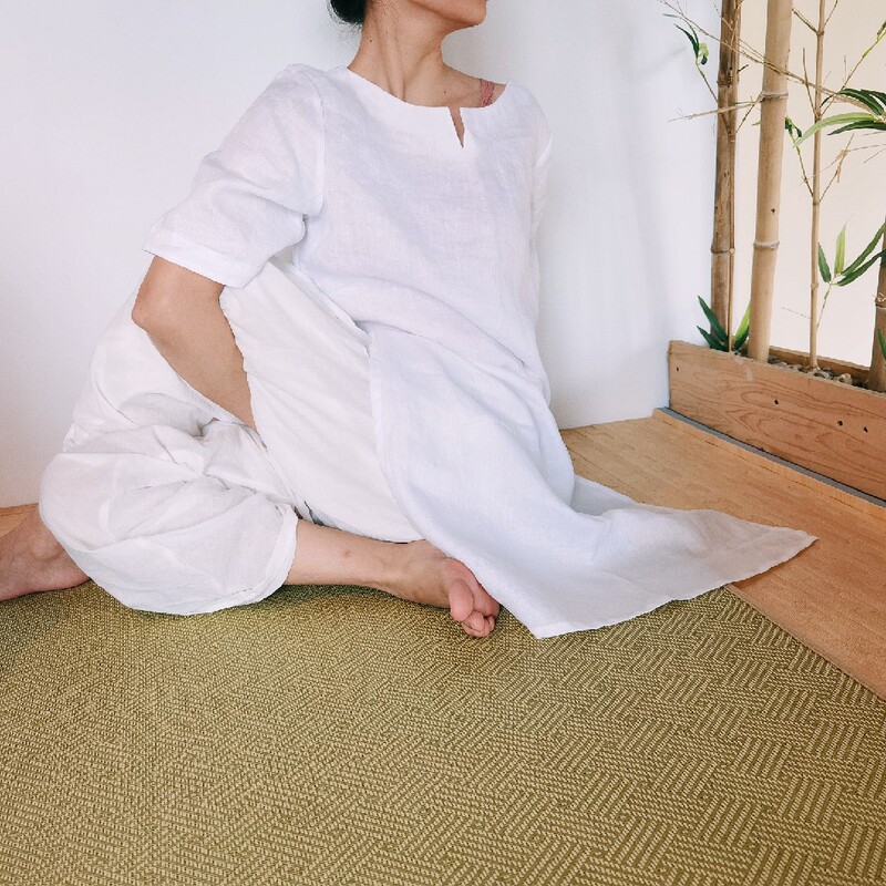 Yoga Barn/Indian Traditional Yoga Clothing Cotton and Linen Short Sleeve Classical Yoga White Summer Kundalini Dance Rhythm