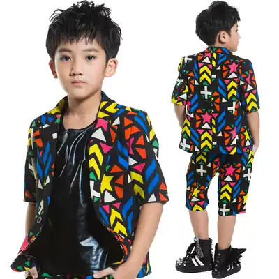 Mid-sleeve three-point sleeve boys and children's suit Evening dress Casual children's suit Children's model catwalk clothing suit