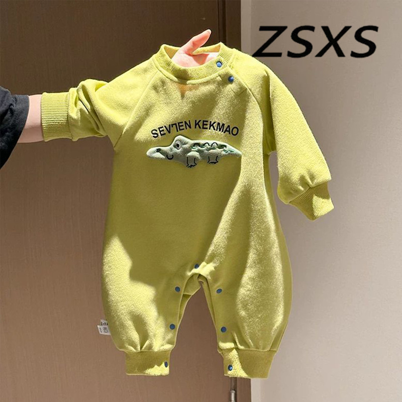 Korean Zsxs Baby Long-Sleeved Jumpsuit Spring and Autumn New Korean Style Cartoon Three-Dimensional Little Crocodile Romper Crawling Suit