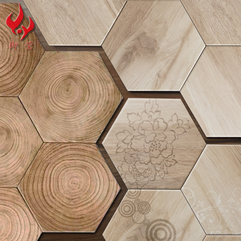 Wood grain brick Hexagonal brick Flake Make-up Room Non-slip Floor Tiles Kitchen Background Wall Brick Balcony Flower Brick Hexagon Tiles