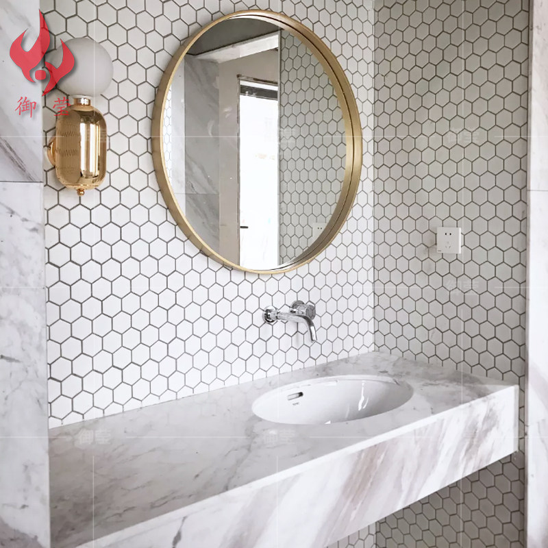 Size Hexagon Mosaic magnetic brick Nordic Kitchen Wall Brick Make-up Room Background Wall Balcony black and white Anti-slip floor tiles