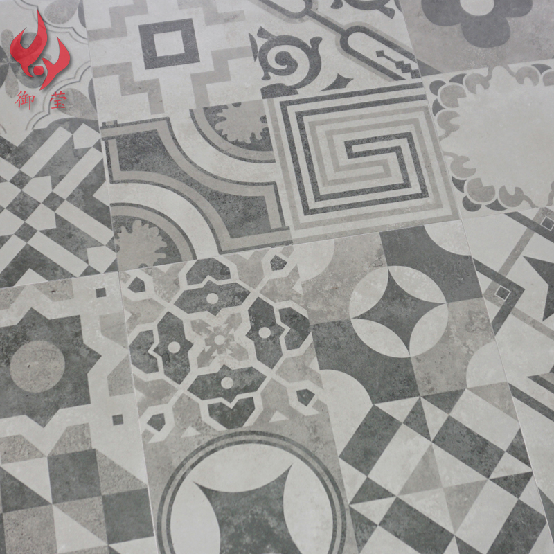 Four-grid cement tiles 300 antique living room kitchen powder room balcony tiles flower pieces vintage art floor tiles