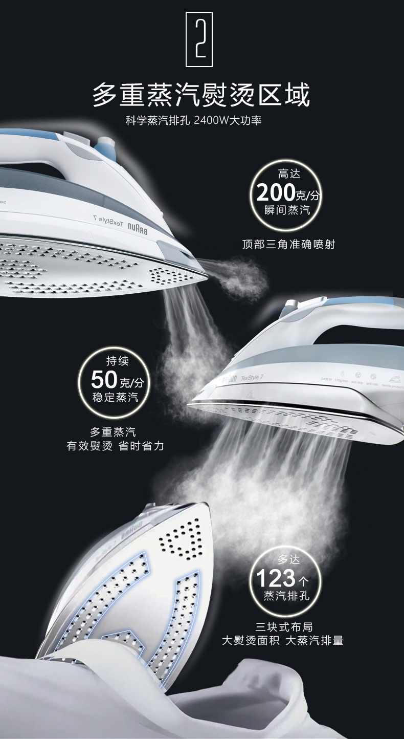 bàn ủi sunhouse Bàn ủi hơi nước gia dụng Braun TS765A cầm tay nhỏ - Điện sắt bàn là cầm tay hơi nước