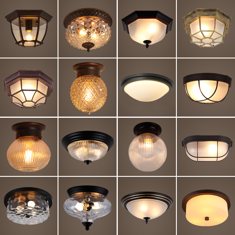American-Style Ceiling Lamp, European-Style Creative Retro Industrial Style Led Balcony Corridor Aisle Entrance Bedroom Dining Room Lighting Fixtures