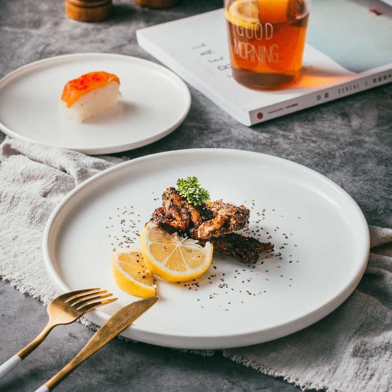Scandinavian Ceramic Western-Style Plate, Steak Plate, Creative Internet Celebrity Western-Style Breakfast Plate, Flat Plate, White Household Dish Plate Scandinavian Ceramic Western-Style Plate, Steak Plate, Creative Internet Celebrity Western-Style Breakfast Plate, Flat Plate, White Household Dish Plate