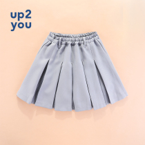 2020 New Plexu Skirt Girl Short Dress Girl Spring Summer Korean Version Grey Half Body Dress Academy Wind anti-light