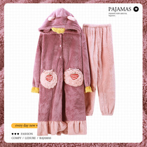 Coral Suede Lady Pyjamas Winter Lovely Flannel Autumn Winter Style Thickened Gushed Teen Girl Sleepwear Home Suit Suit