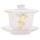 Gold-Painted Hammered Glass Three-Piece Lidded Tea Cup, Single Household Kung Fu Tea Set Accessory, Thickened and Non-Hot to the Touch Tea Brewing Vessel