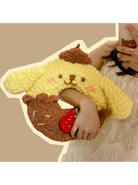 Handmade DIY Crochet Kit for Making a Pochacco Donut Pillow, a Cute Gift for Your Girlfriend