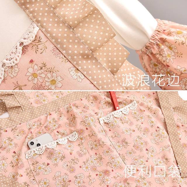 Apron with Sleeves Two-Piece Set Korean Style Lace Cooking Princess Style Breathable Fashionable Adult Work Clothes Summer 2023 New Style