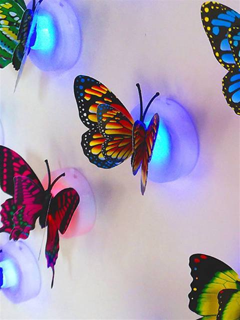 Glow-In-The-Dark Butterfly Stickers for Bedroom and Living Room Led Electronic Light-Emitting Self-Adhesive Background Wall Cute Romantic Christmas Scene Decoration
