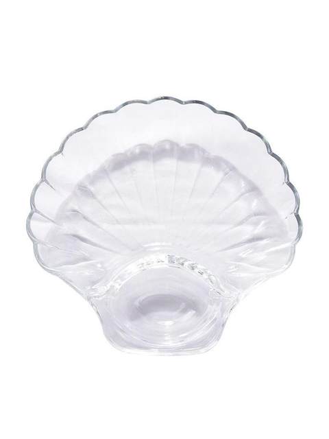 Glass Dumpling Plate with Vinegar Dish, Fat-Reducing Portion Control Plate, Household Fan-Shaped Shell-Shaped Dumpling Special Plate, Dipping Sauce Plate All-In-One