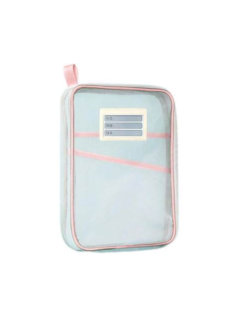 L-Shaped Large Opening Subject Classification Bag Mesh File Bag Zipper Type Primary School Student Book Bag Subject Exam Bag