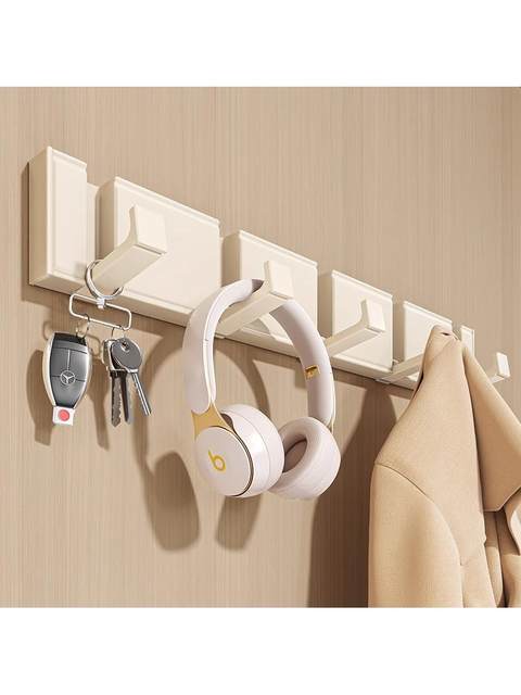 Milk White Door-Mounted Invisible Coat Hook, No-Drill Entryway Coat and Hat Hook, Bathroom Wall-Mounted Folding Hook