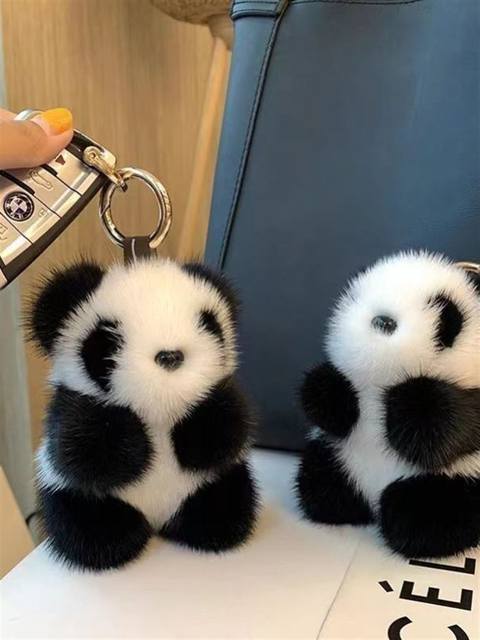 Cute and Beautiful Red Panda Imitation Mink Fur Pendant Car Keychain Plush Toy Doll Bag Pendant