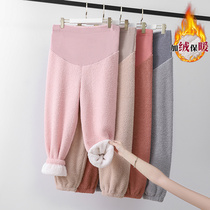 MITI MITI coral velvet maternity pants autumn and winter New extra thick warm home clothing fat mommy wearing bloomers