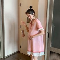  Maternity dress summer mid-length fashion dress summer loose skirt female 2021 new western style Korean version of the tide mother