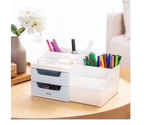Able (deli) Jiuge Desktop containing box Pen holder drawer-type storage case Makeup Case Light Blue 8900