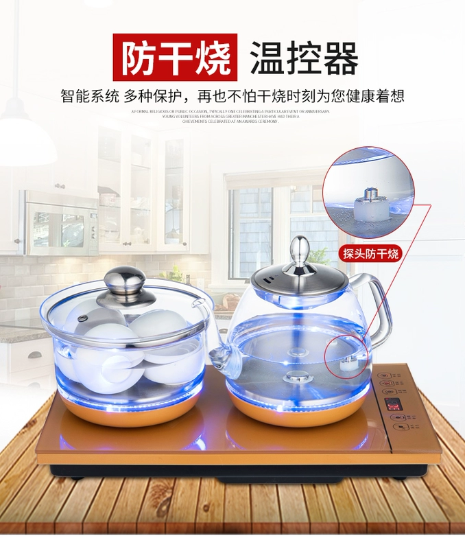 Ấm đun nước cấp nước tự động, nồi nước thủy tinh đáy lò xo, ấm đun nước điện, bếp điện, máy pha trà tự động 110v - ấm đun nước điện