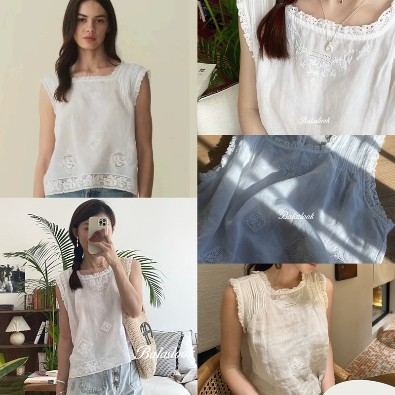 Balaslook Do*N French Ramie Embroidered Vest, Cool and Easy to Wear, Not Picky about Body Shape