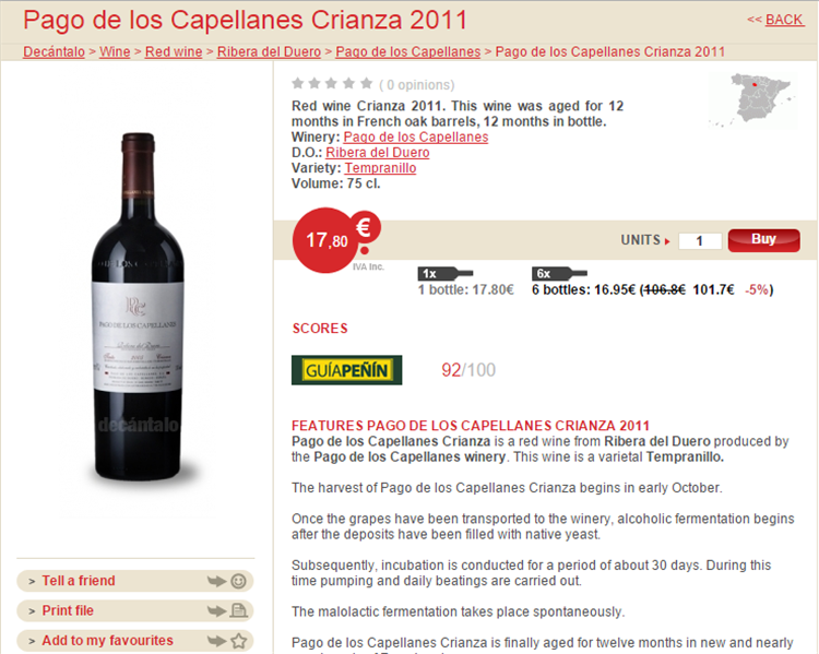 帕歌卡佩兰斯Crianza 2013 Capellanes Crianz