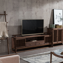 Sanchen new Chinese style black walnut wood TV cabinet coffee table combination modern simple living room small apartment solid wood furniture