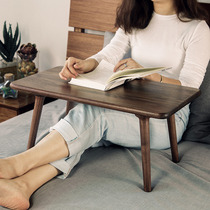 Sanchen black walnut all solid wood small table lazy computer desk bed Kang table Nordic bay window tea table Kang a few
